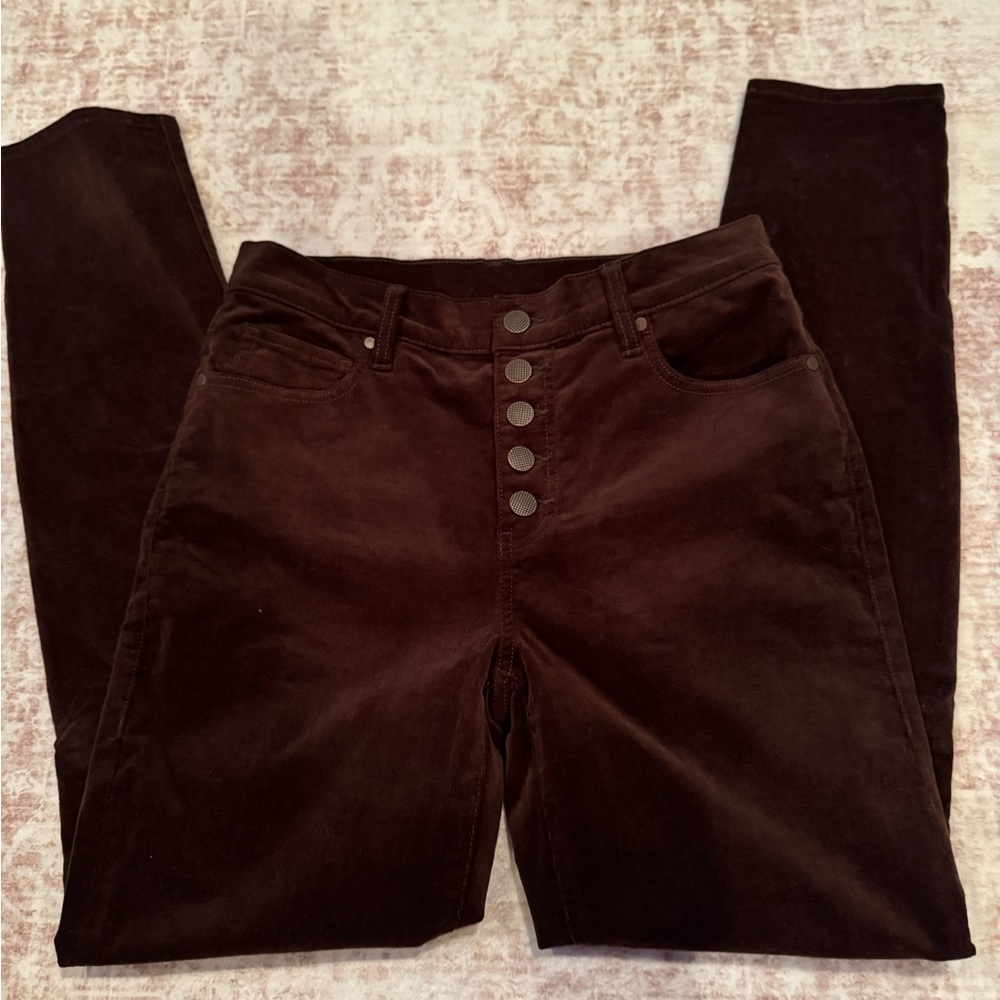 CAbi Chocolate Corduroy Button Fly Pants Size 6